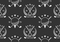Golf seamless pattern or background with crossed golf clubs and ball on tee. Vector illustration Royalty Free Stock Photo